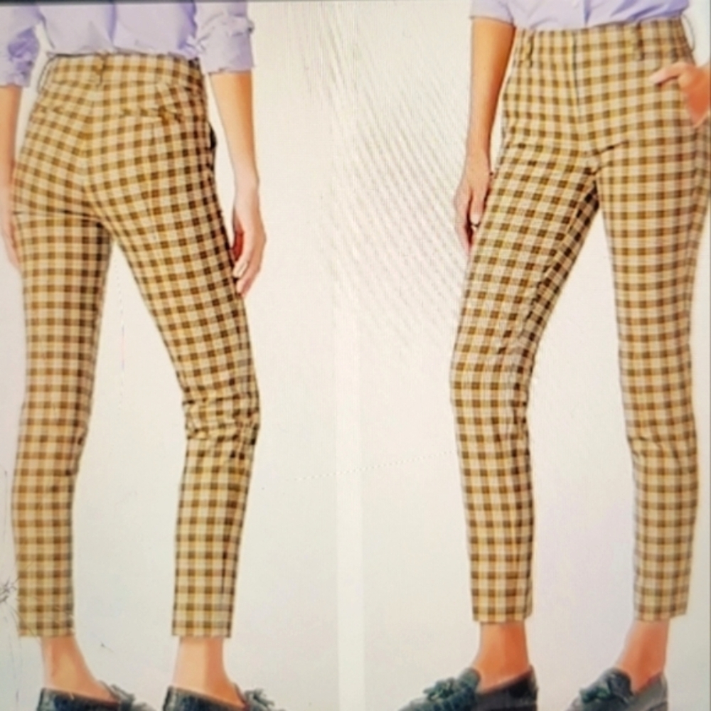 J Crew RFU Cameron Plaid Slim Belt Loops Crop Ankle Pants Rise 10" - Picture 2 of 7